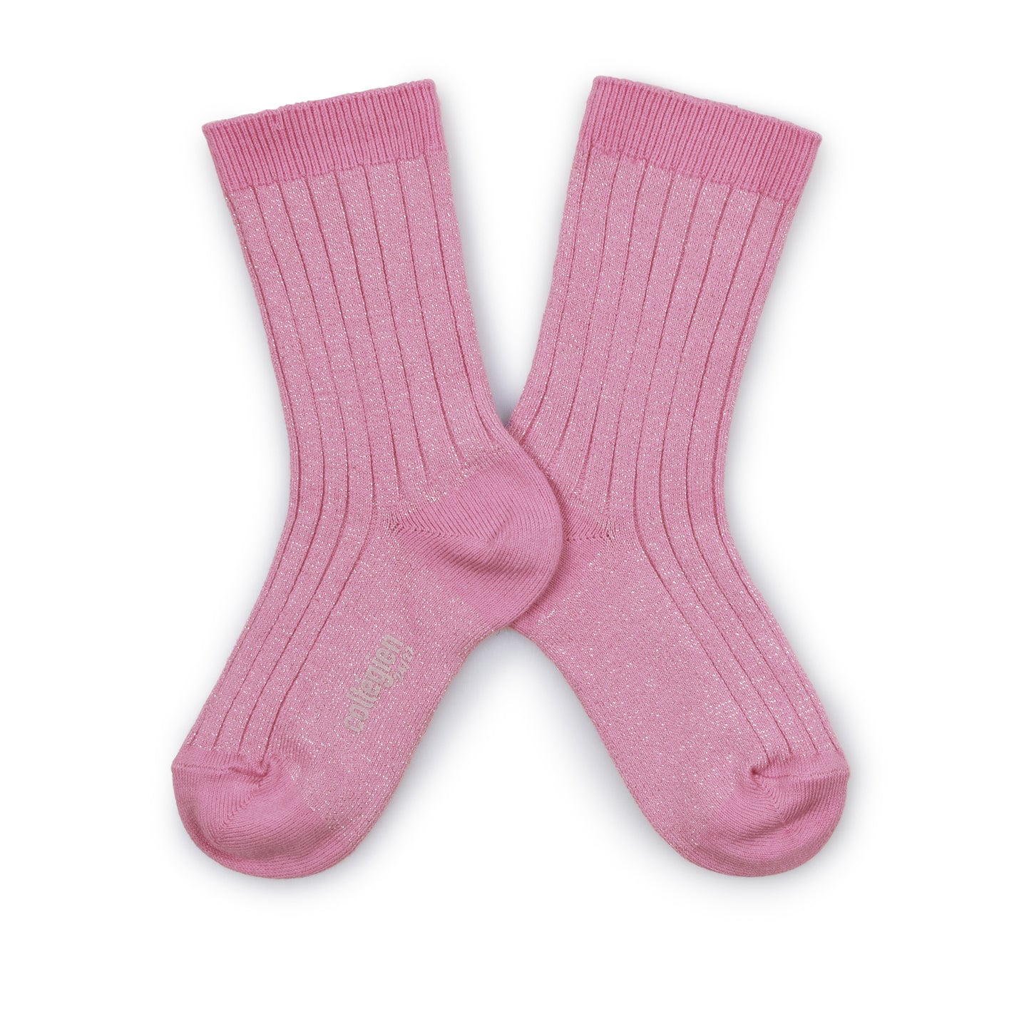 Collegien Sokken glitter rose bonbon ribbed