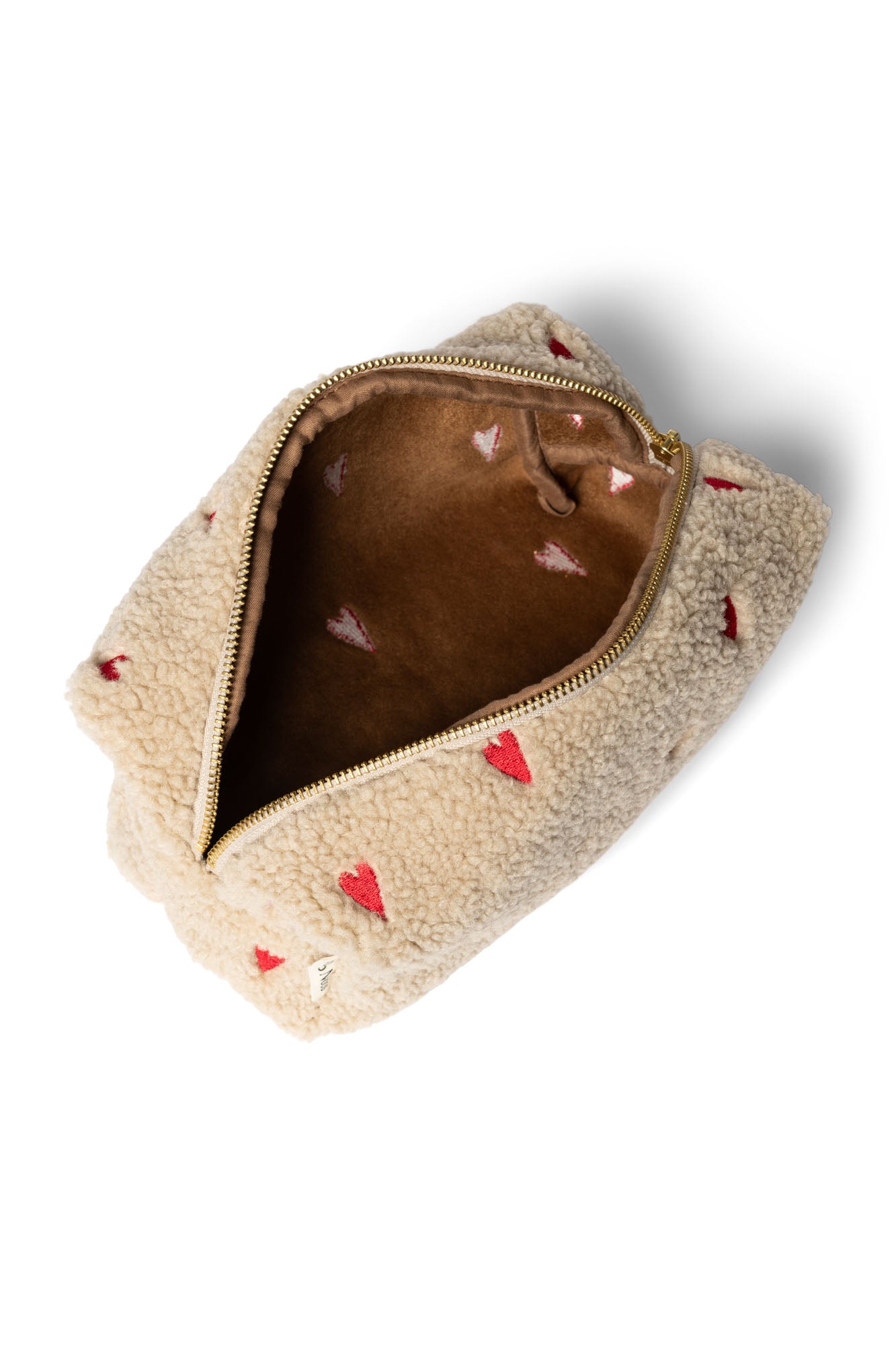 Etui teddy hearts ecru bovenkant
