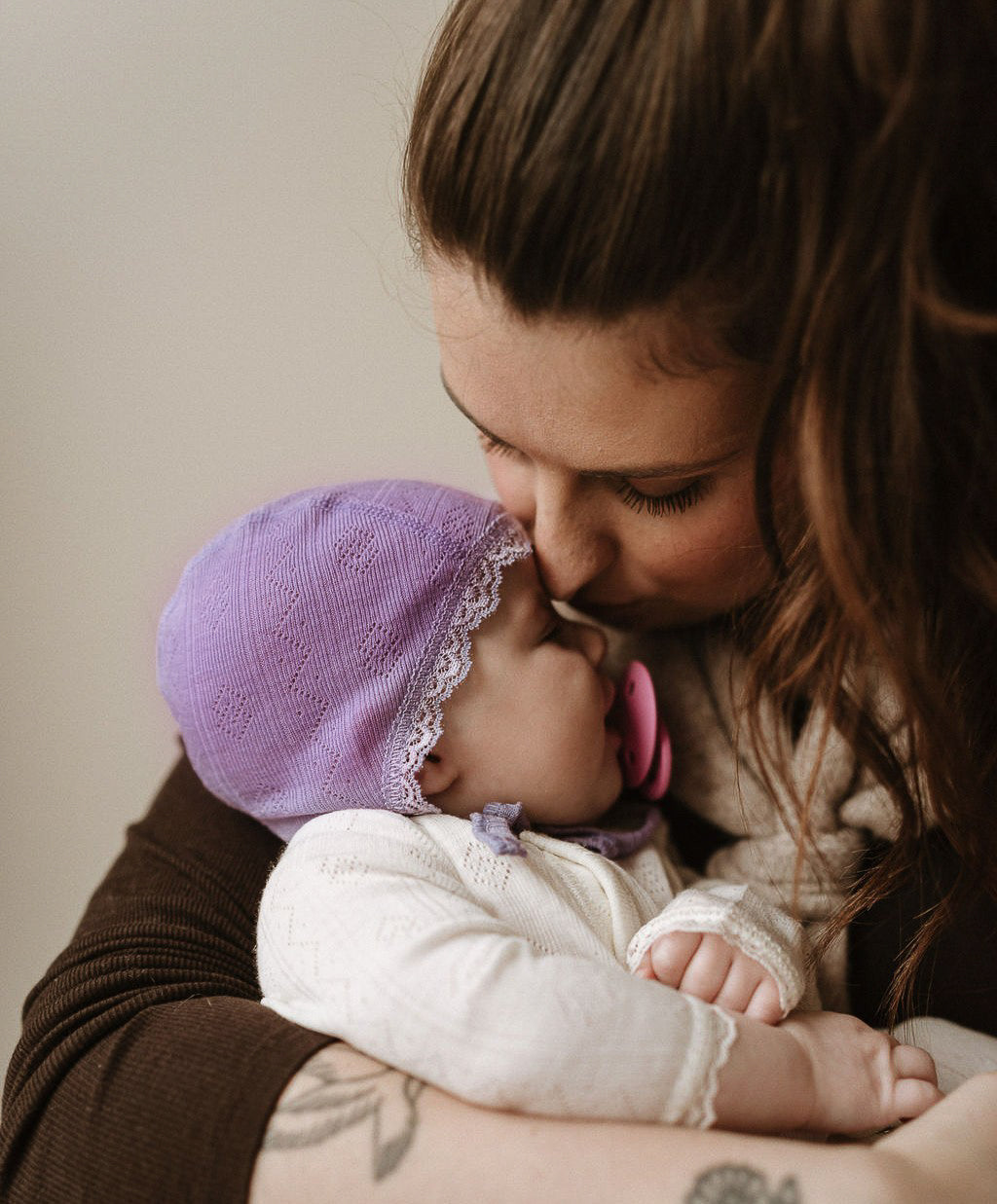 Muts pointelle paars