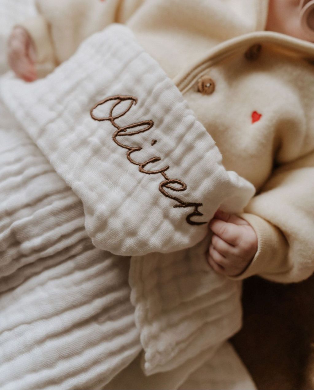 Personalized big swaddle off white brown