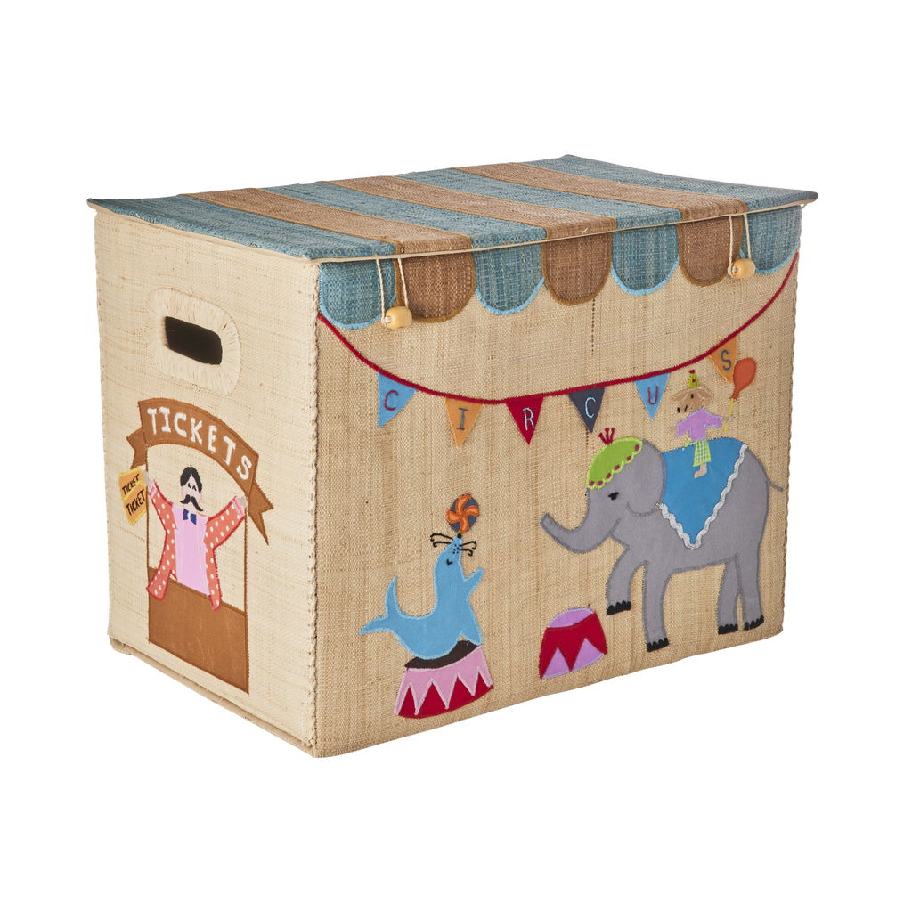 Raffia opbergbox circus beige