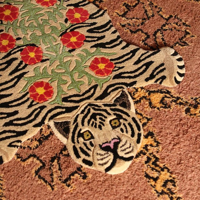 Vloerkleed witte tijger groot