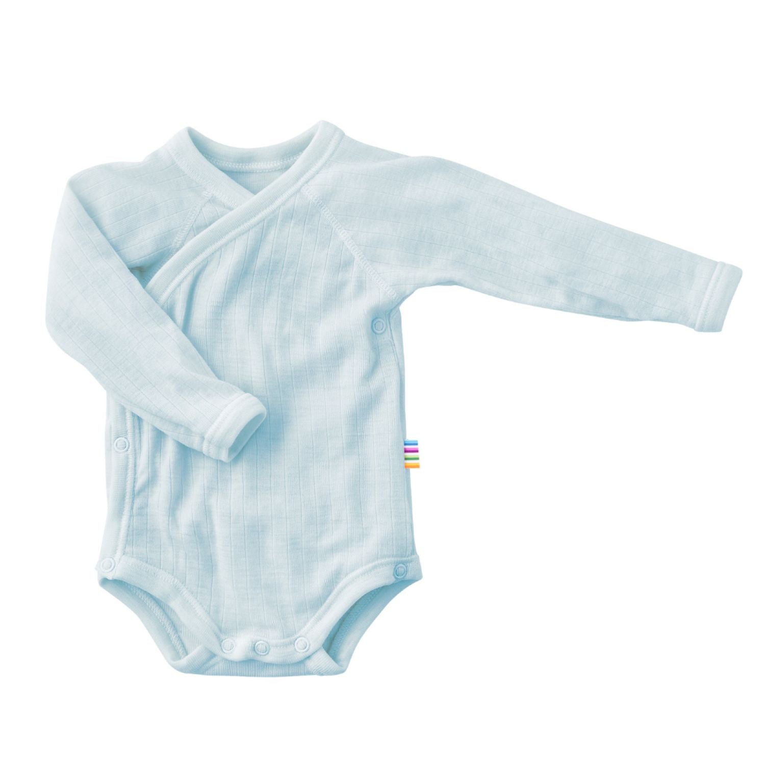 Wikkelromper merinowol blauw joha witte achtergrond