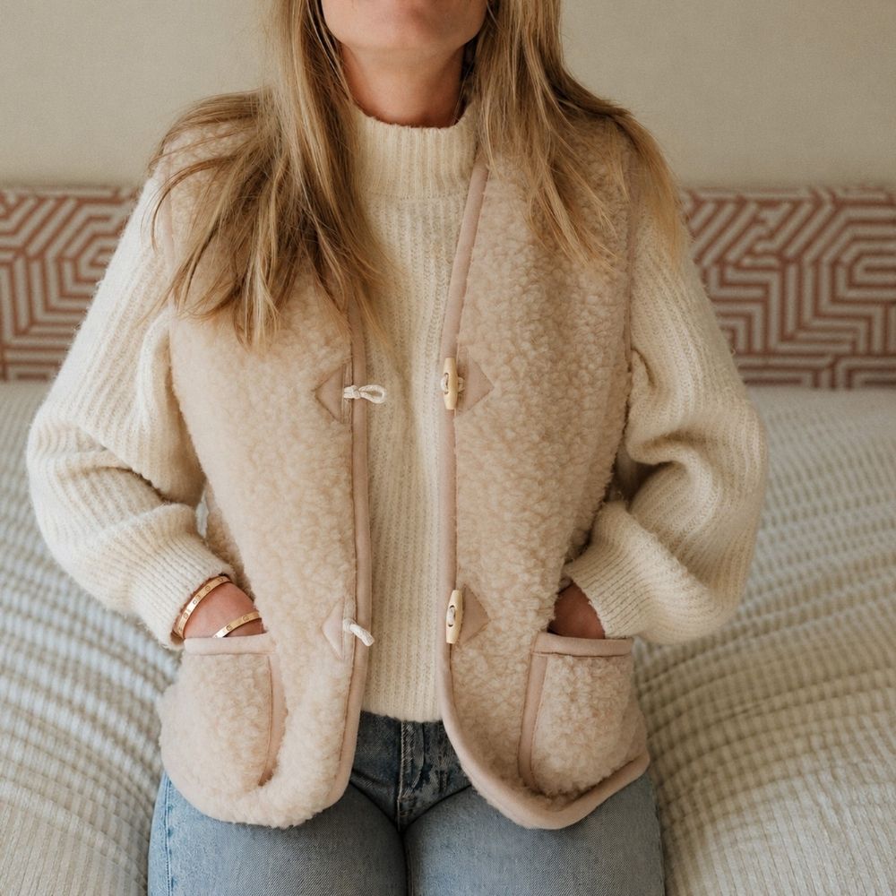 Bodywarmer 100% wol beige