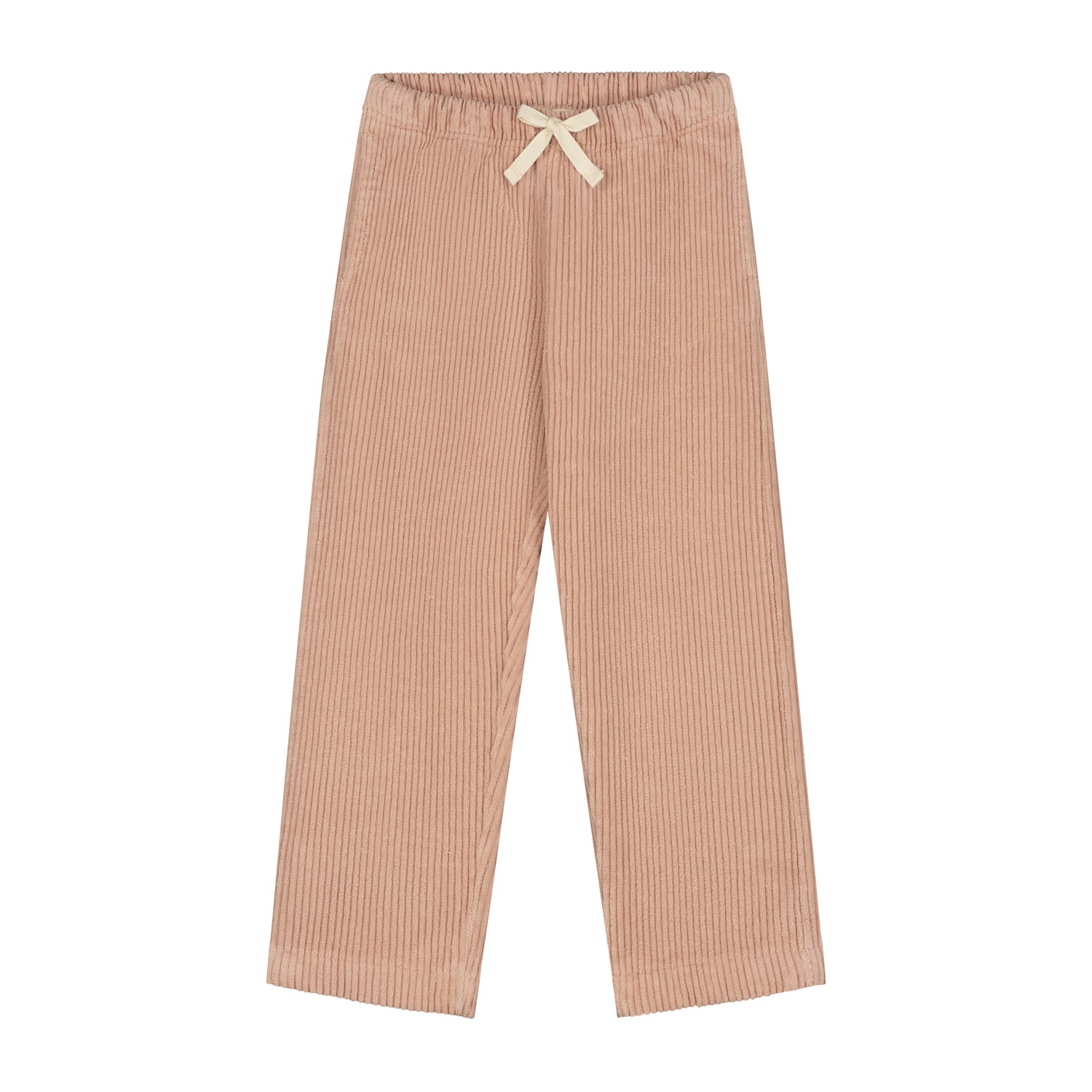 Vintage pink corduroy broek met een wit strikje van het merk Yuki