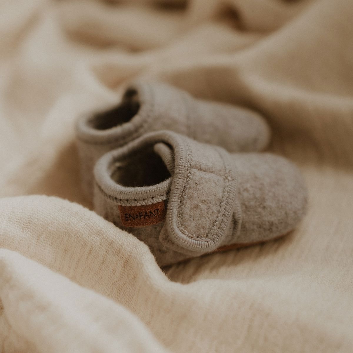 Babyslofjes wool grijs melange - Charly's