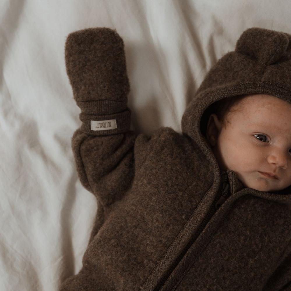 Handschoenen wolfleece bruin tweelaags - Charly's