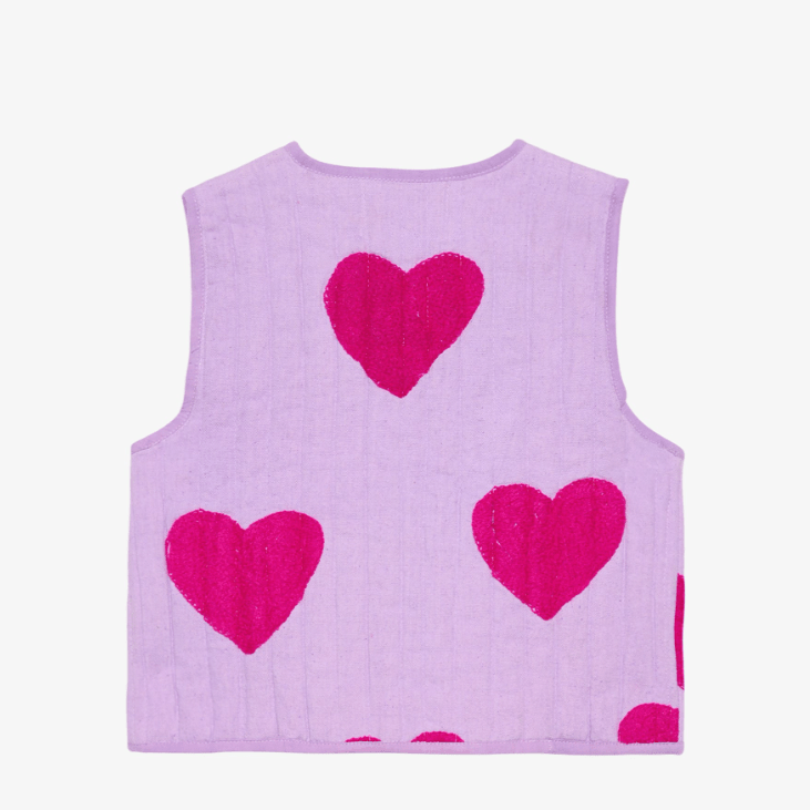 Honey mini quilted suzani vest pink hearts - Charly's