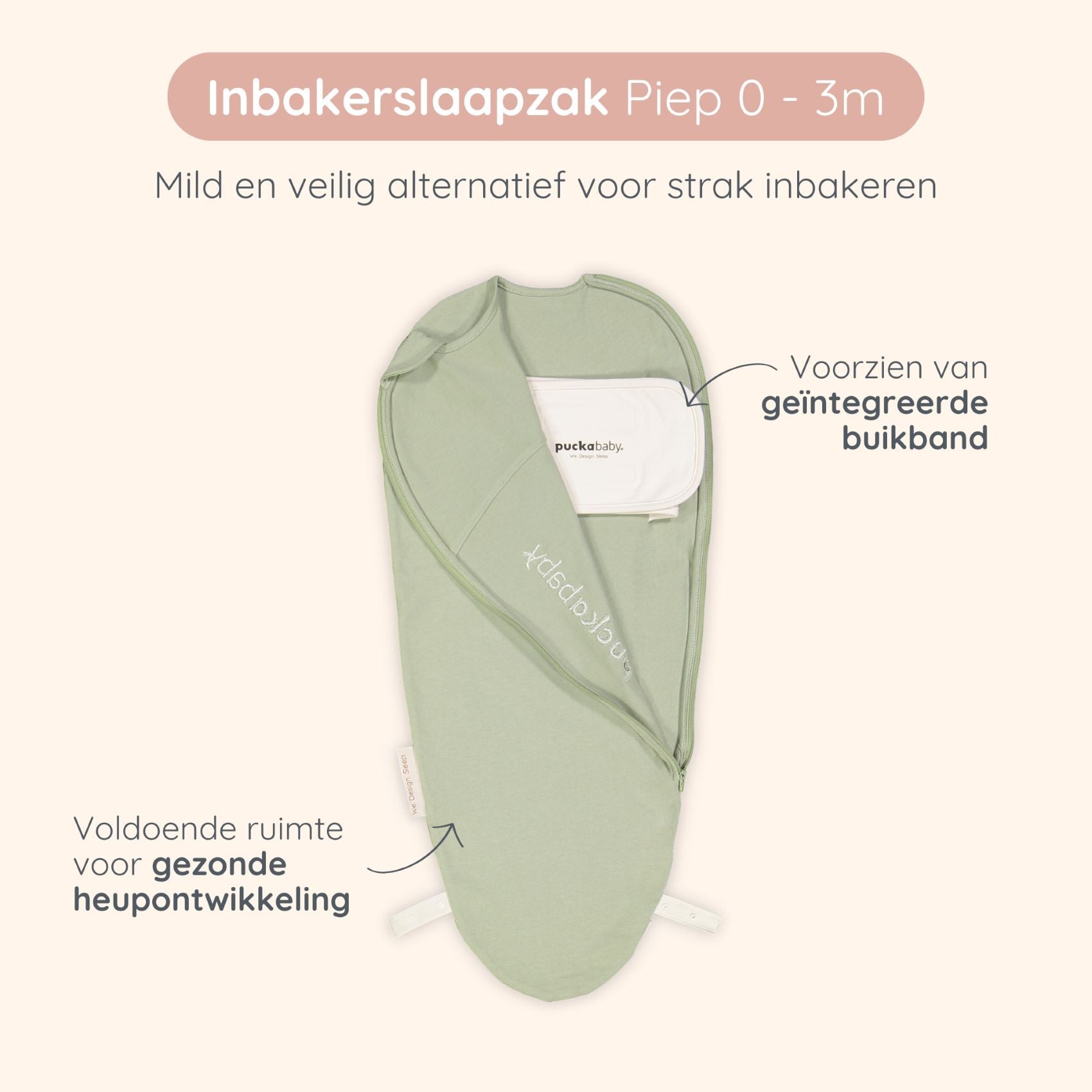 Inbakerslaapzak Piep Olive - Charly's