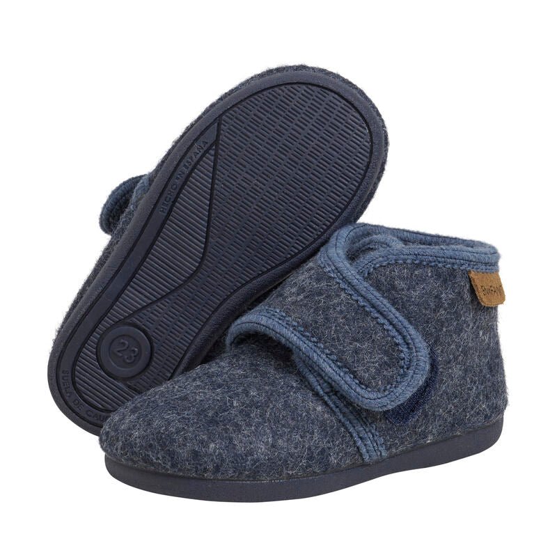 Slof harde zool navy melange - Charly's
