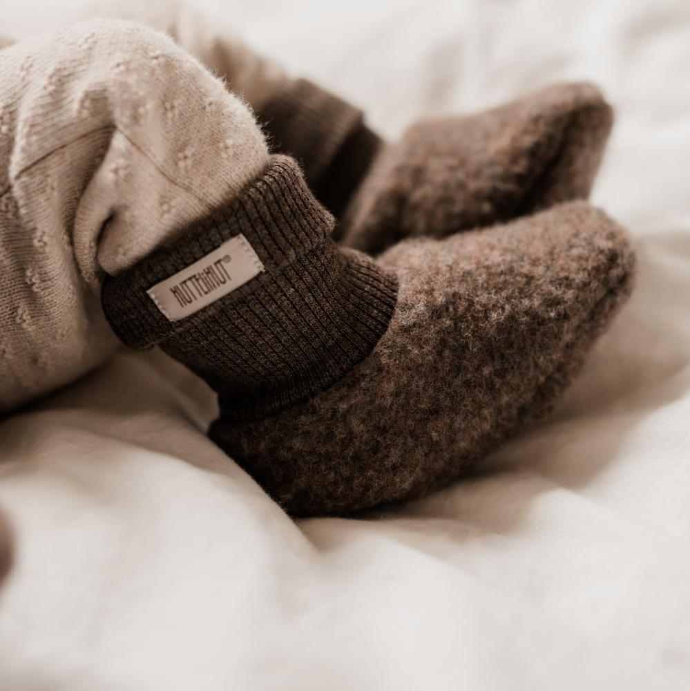 Slofjes wolfleece bruin tweelaags - Charly's