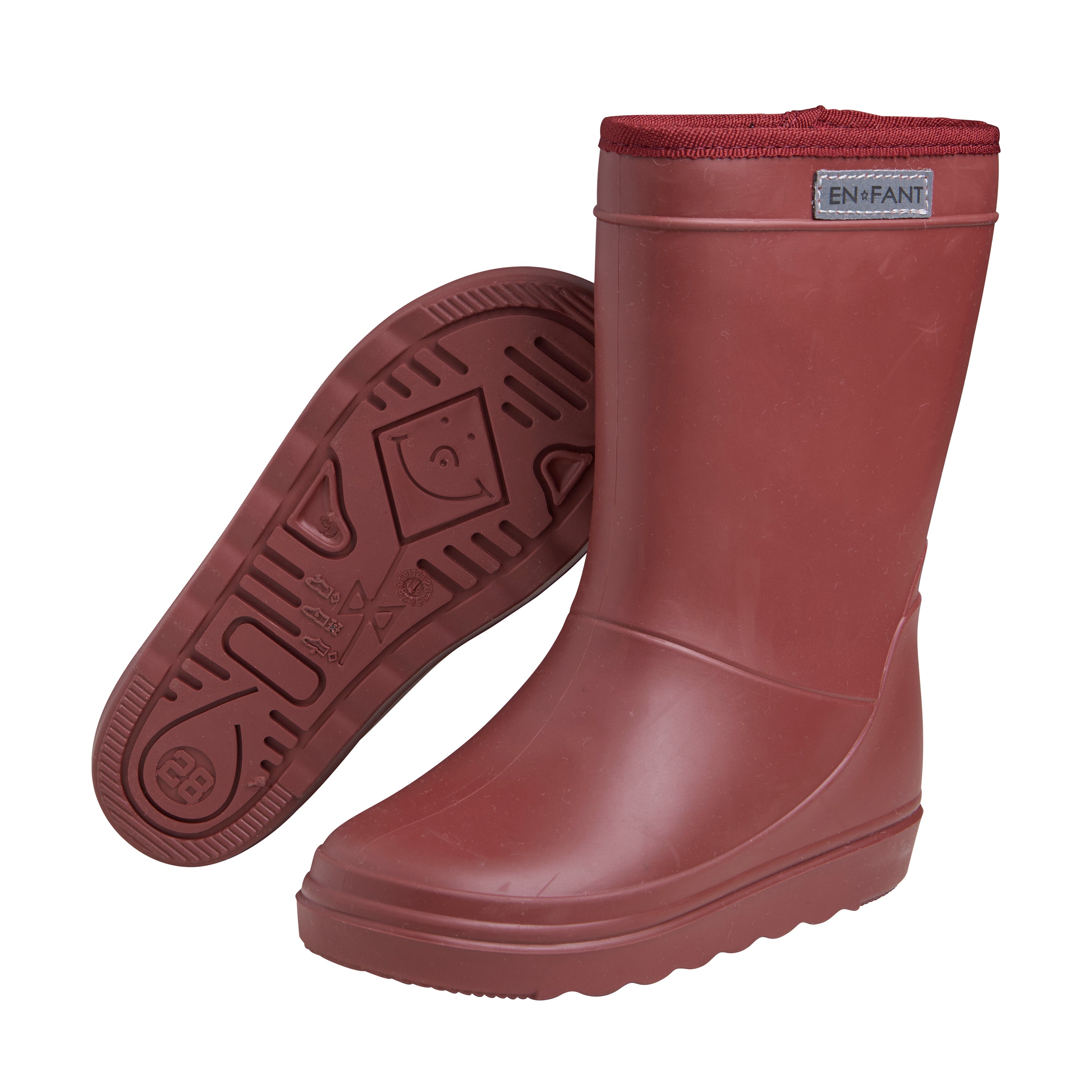 De thermoboots zijn gevoerd met wol aan de binnenzijde. De regenlaarzen zijn van ENFANT en rood van kleur.