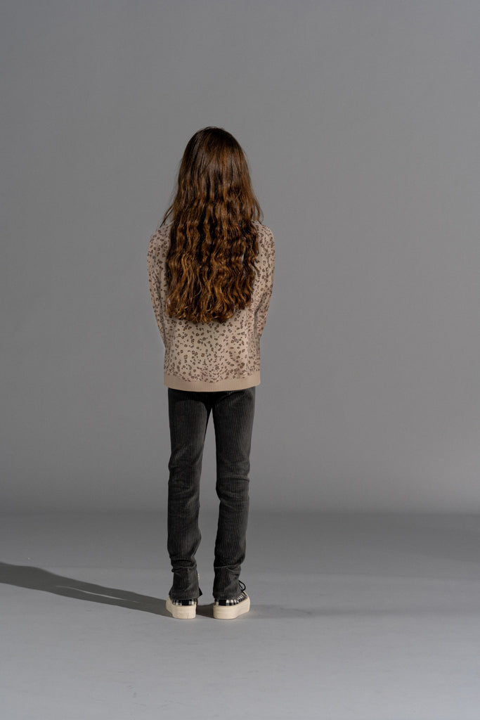 House of Jamie Chunky Split Sweater - Beige Leo