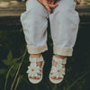 Leren zomer sandalen in de vorm van een daisy voor kinderen (meisjes) van Donsje.