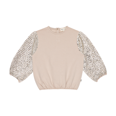 Puff Balloon Sequins Jumper French Grey & Ecru