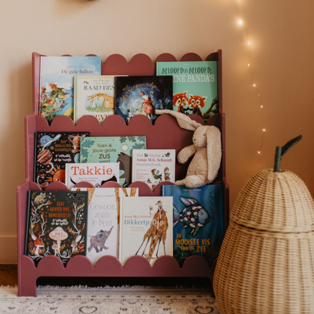 Boekenrek vintage aubergine