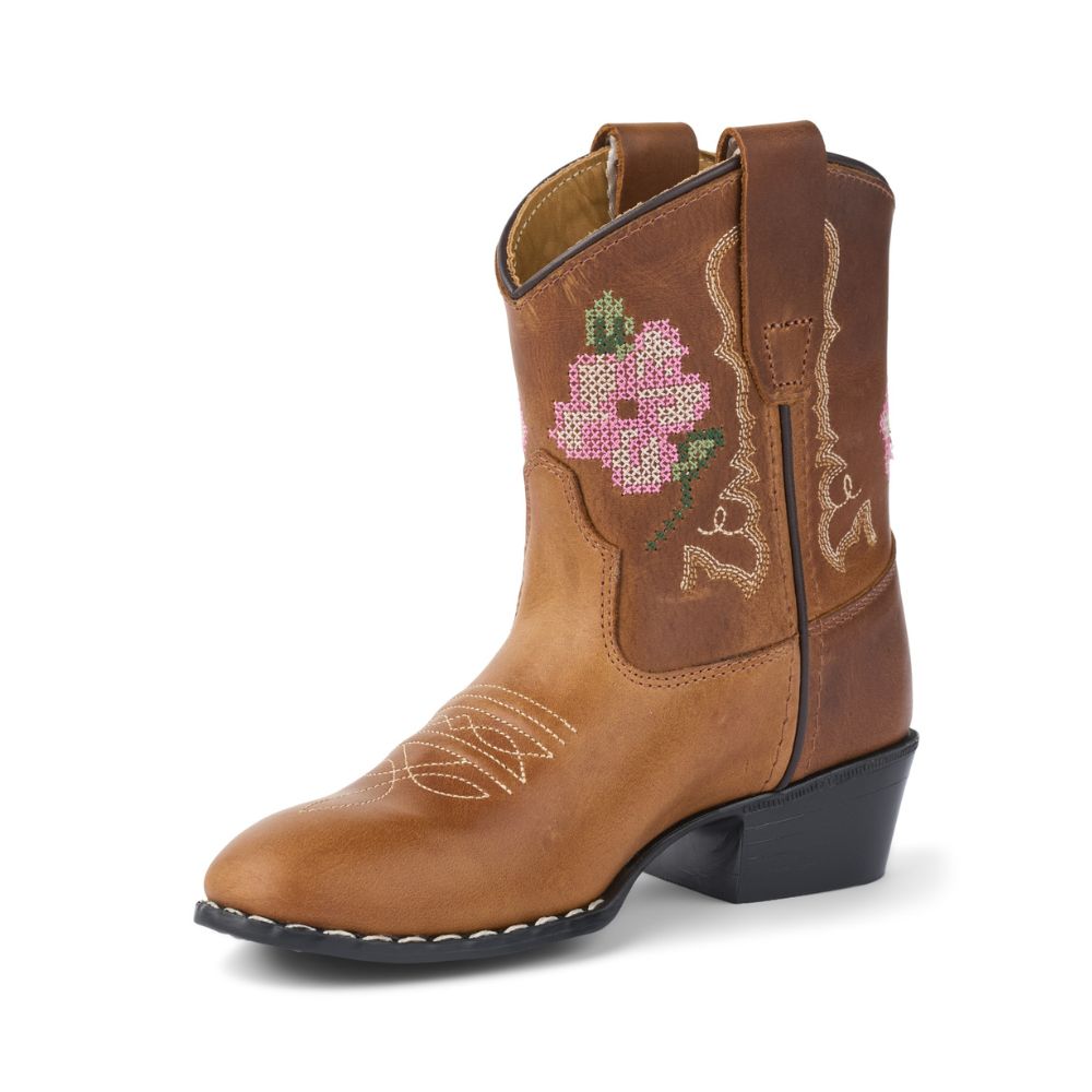 Laarzen cognac flower bruin