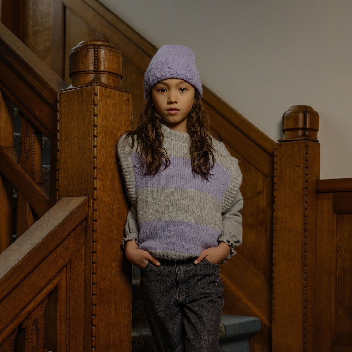 Charlie Petit nela spencer grey lila stripe 