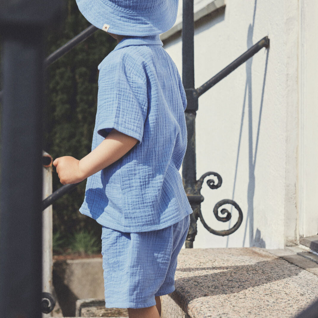 Muslin shirt blauw