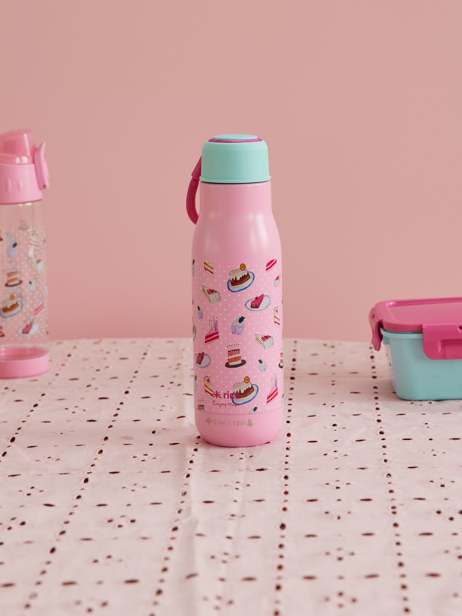 Fles roestvrijstaal roze 0.5 liter