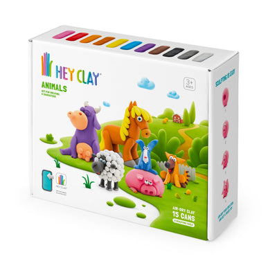 Klein voor kinderen in verschillende potjes en kleuren om mee te knutselen. Deze set bevat dieren om te maken.