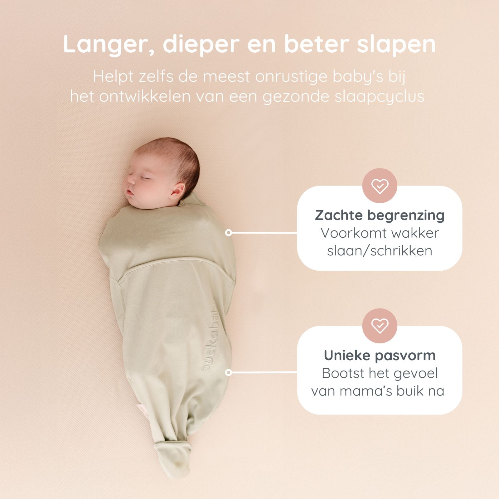 Baby met Inbakerslaapzak Piep 0-3M Olive aan