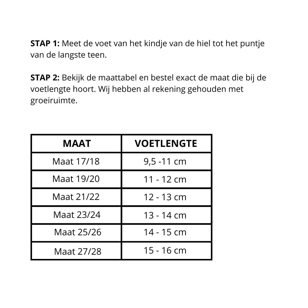 Maattabel Babyslofjes wool grijs melange