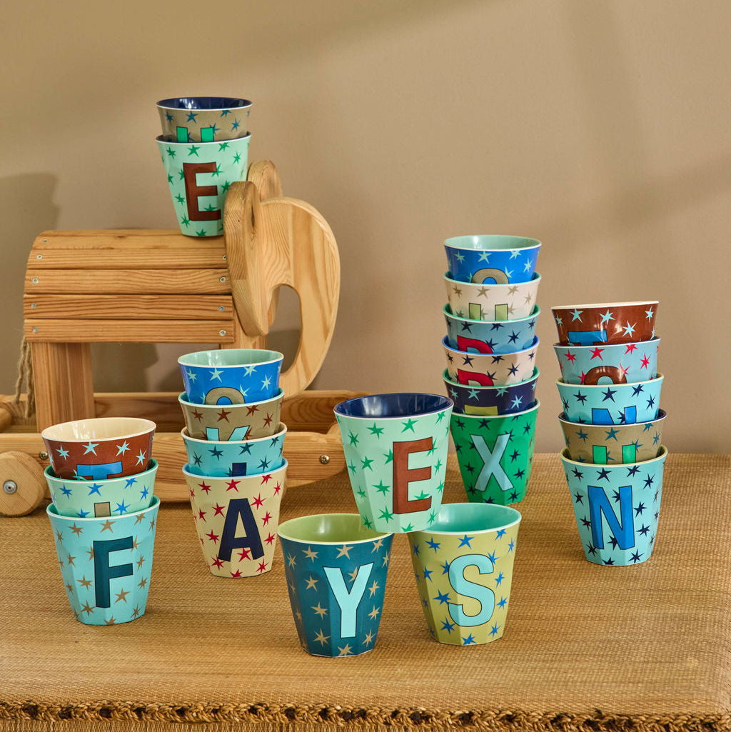 Alfabetbekers per stuk jongens stars
