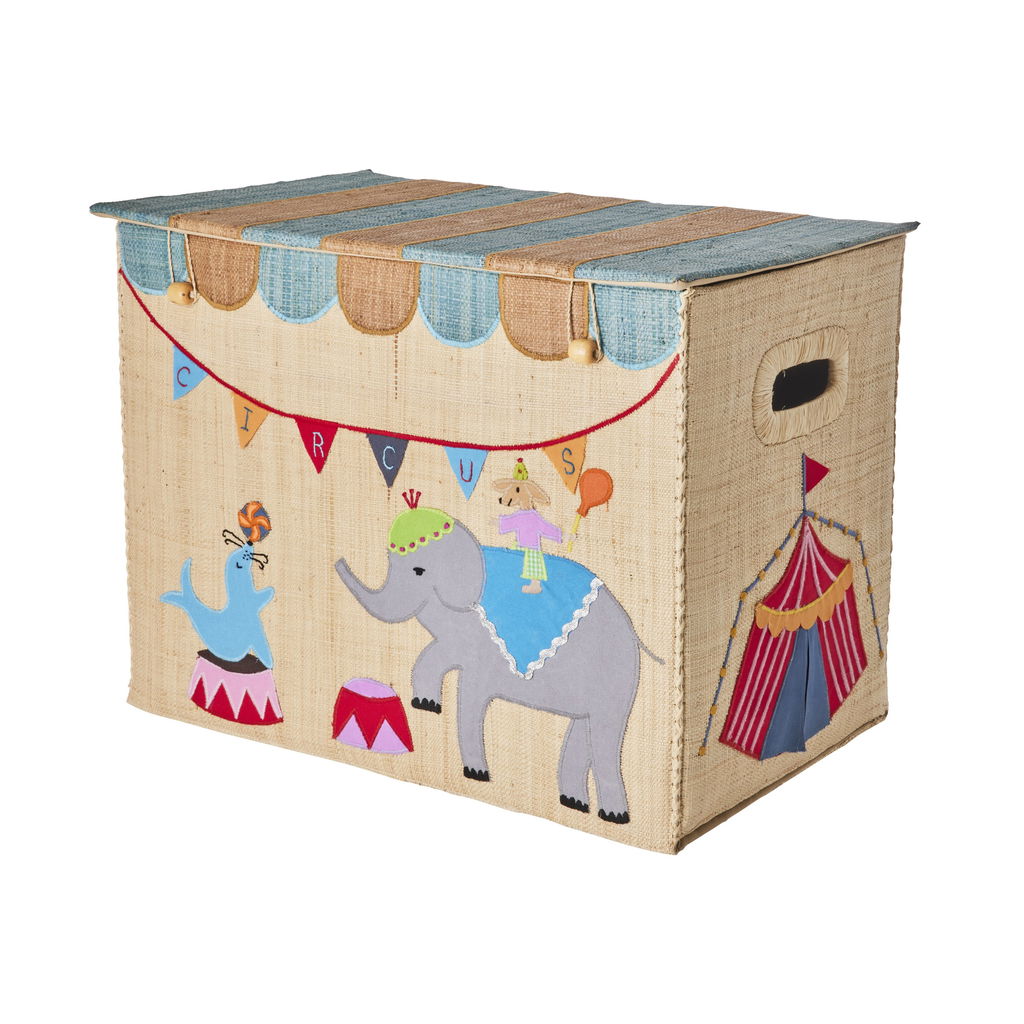 Raffia opbergbox circus beige