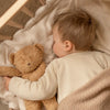 Slaapzak gemaakt van biologische merino wol fleece voor baby's en kinderen van Reiff in naturel..