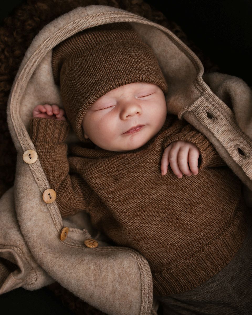 Baby met Sweater mocha hvid