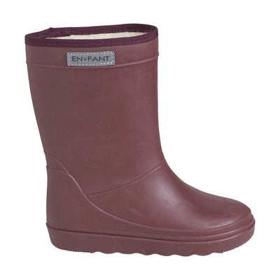 De thermoboots zijn gevoerd met wol aan de binnenzijde. De regenlaarzen zijn van ENFANT en fig van kleur.