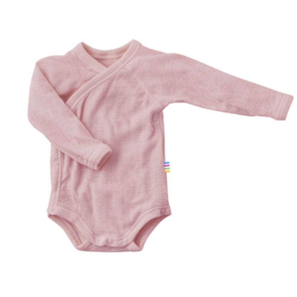 Wikkelromper merino wol oud rose