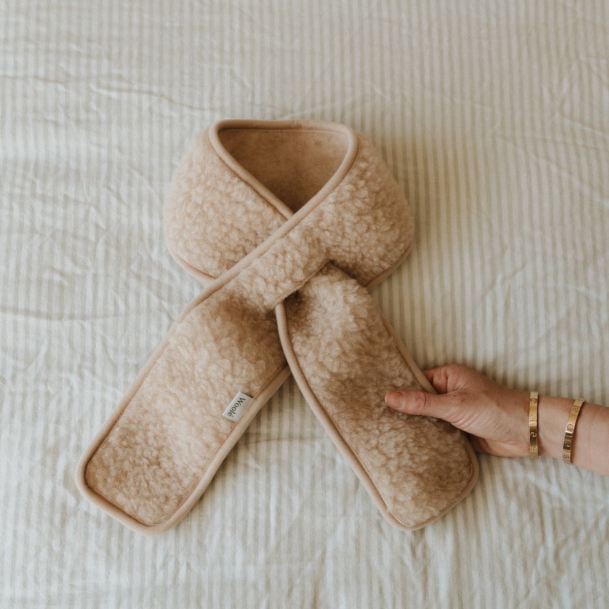 Sjaal 100% wol beige