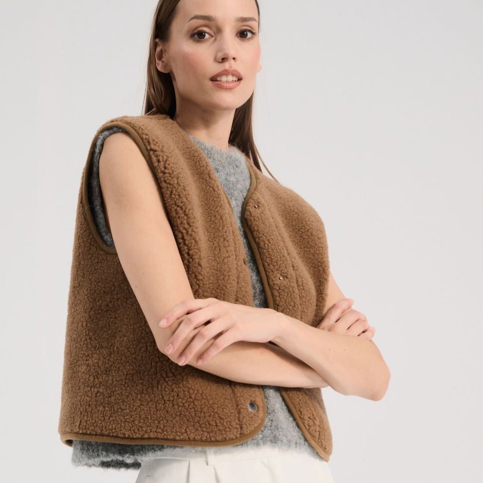 Bodywarmer teddy brown adult - Charly's