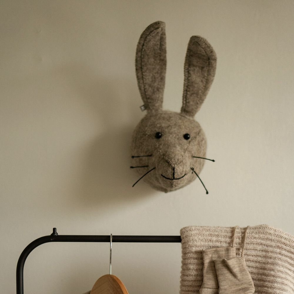 Dierenkop konijn klein grijs - Charly's