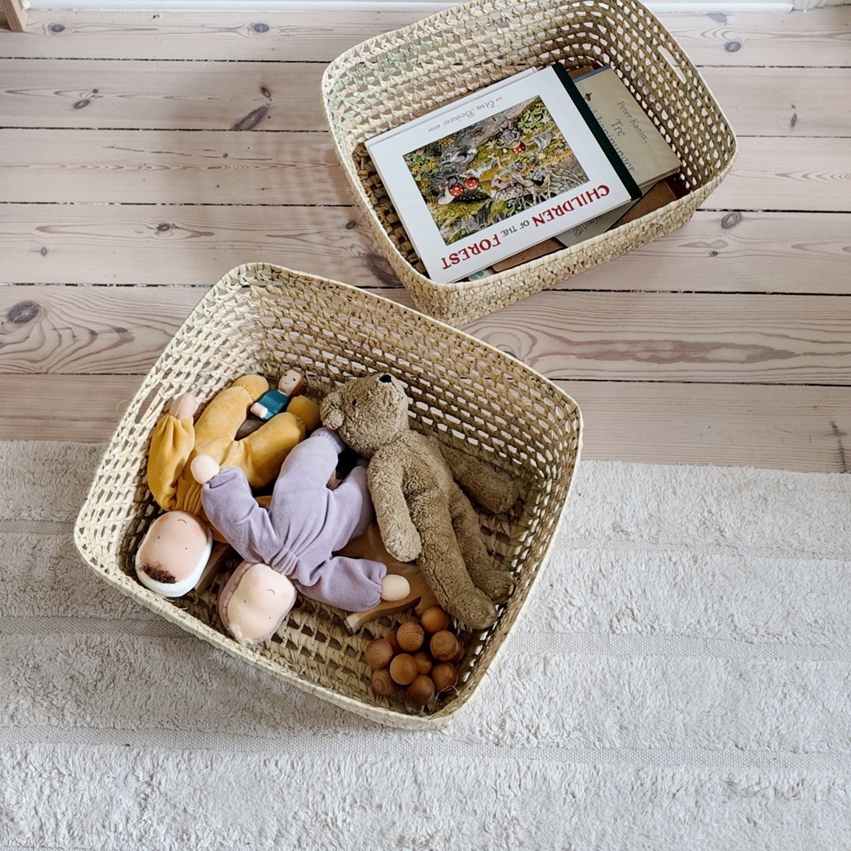 Handgevlochten palmmand groot