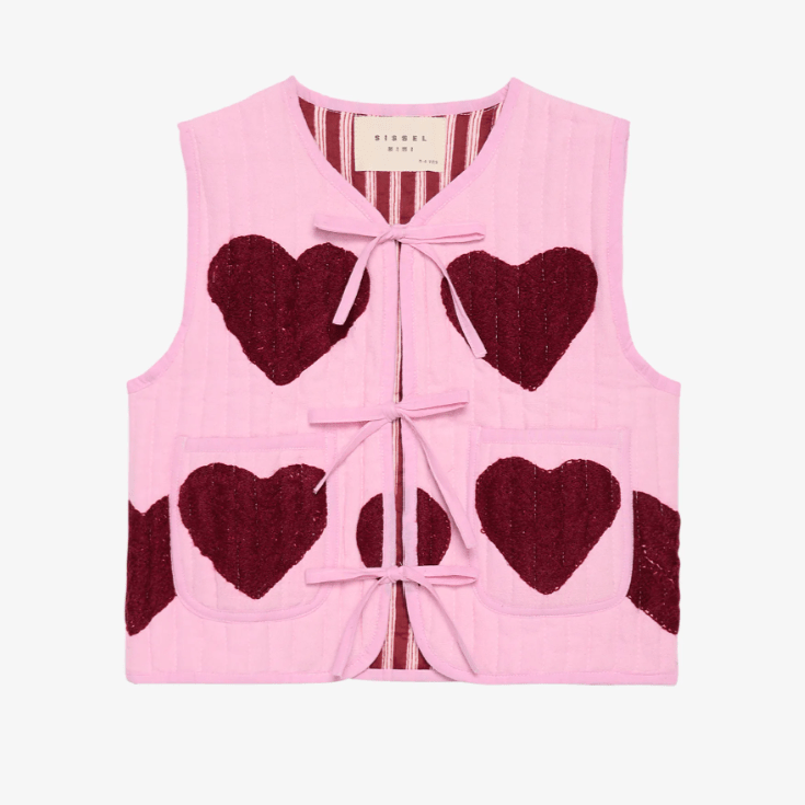 Honey mini quilted suzani vest burgundy - Charly's