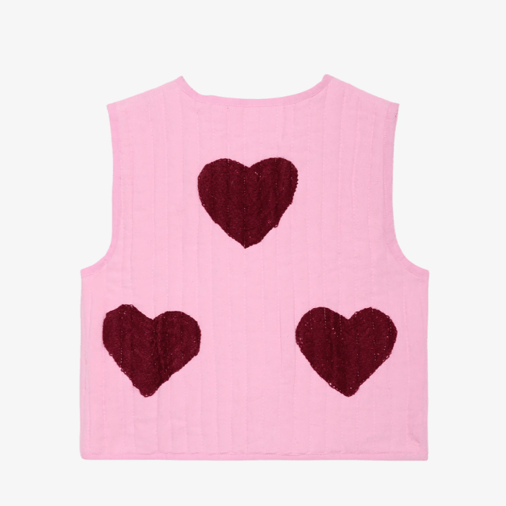 Honey mini quilted suzani vest burgundy - Charly's