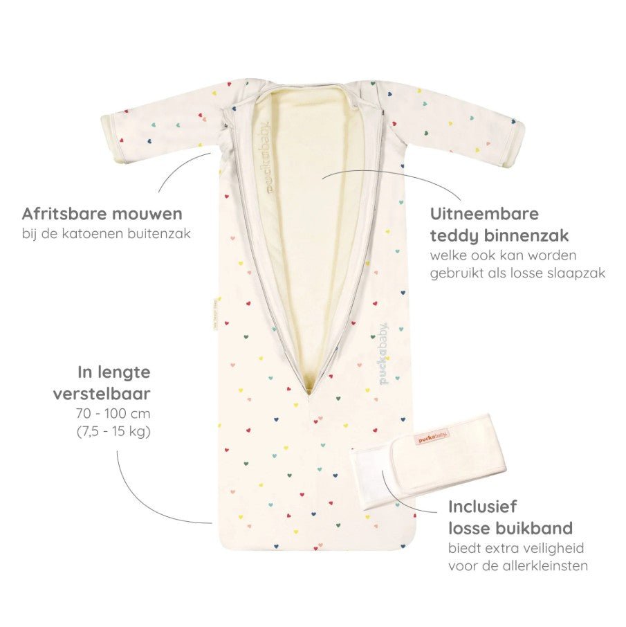 Meegroeislaapzak 6M - 2.5Y hearts confetti - Charly's