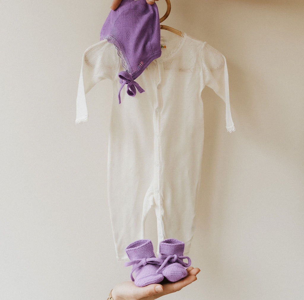 Muts pointelle paars