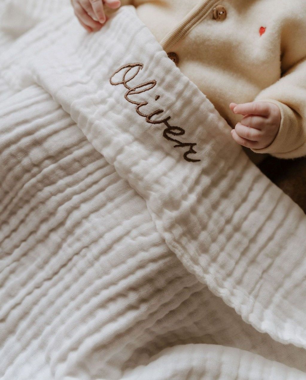 Personalized big swaddle off white brown - Charly's