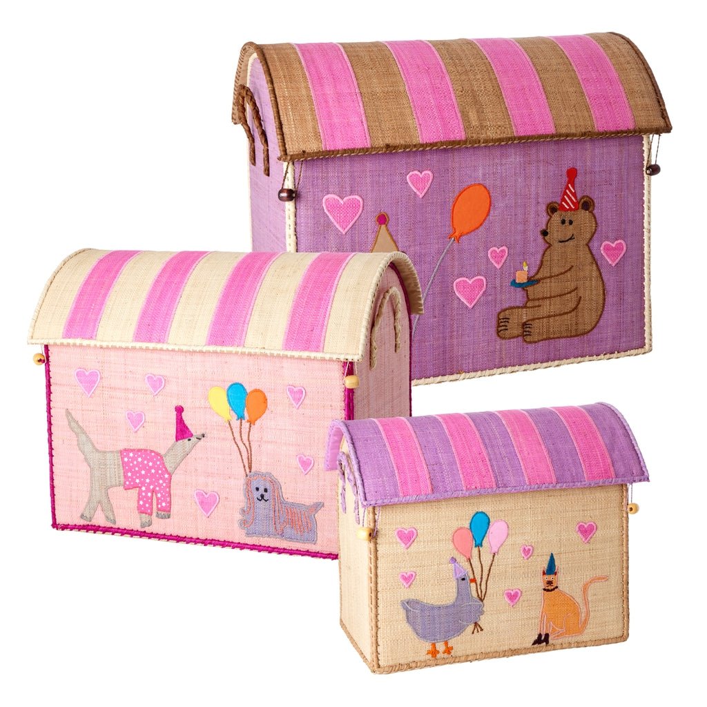 Raffia Storage Box - 3 pack Party Animals - Charly's