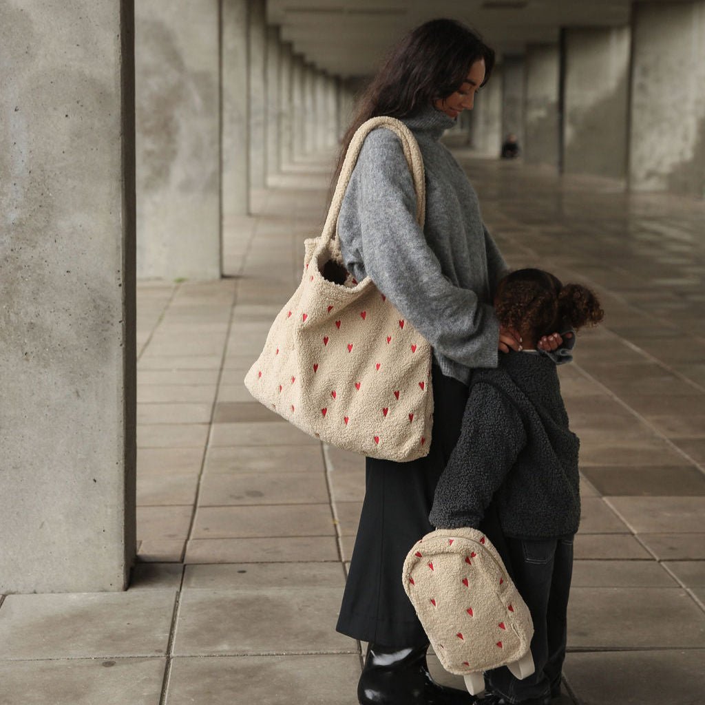 Studio Noos Mom Bag Hearts Teddy Ecru - Charly's