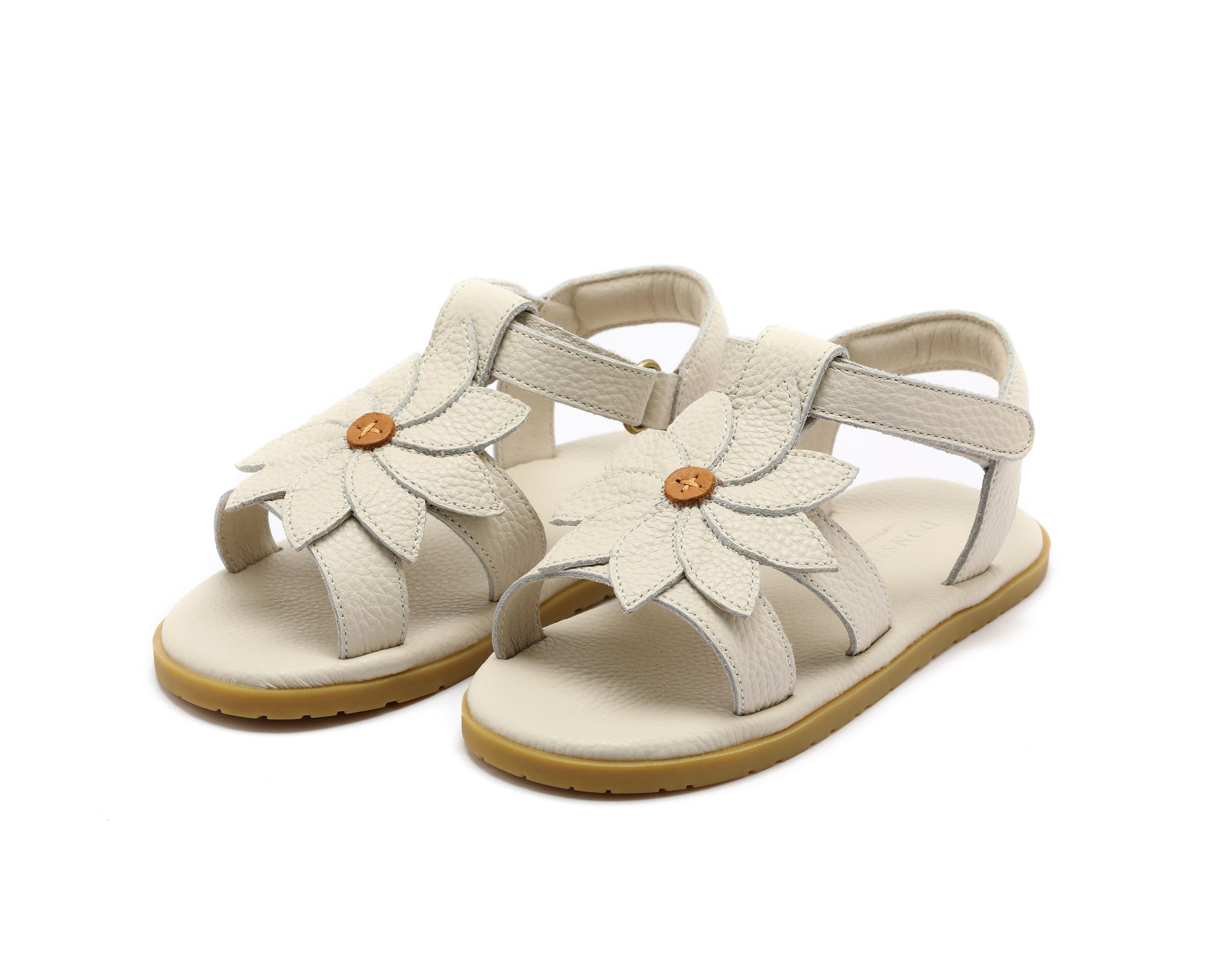Leren zomer sandalen in de vorm van een daisy voor kinderen (meisjes) van Donsje.