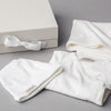Geschenkbox met daarin een newborn setje bestaande uit een body en broek met voetjes van Mar Mar Copenhagen.