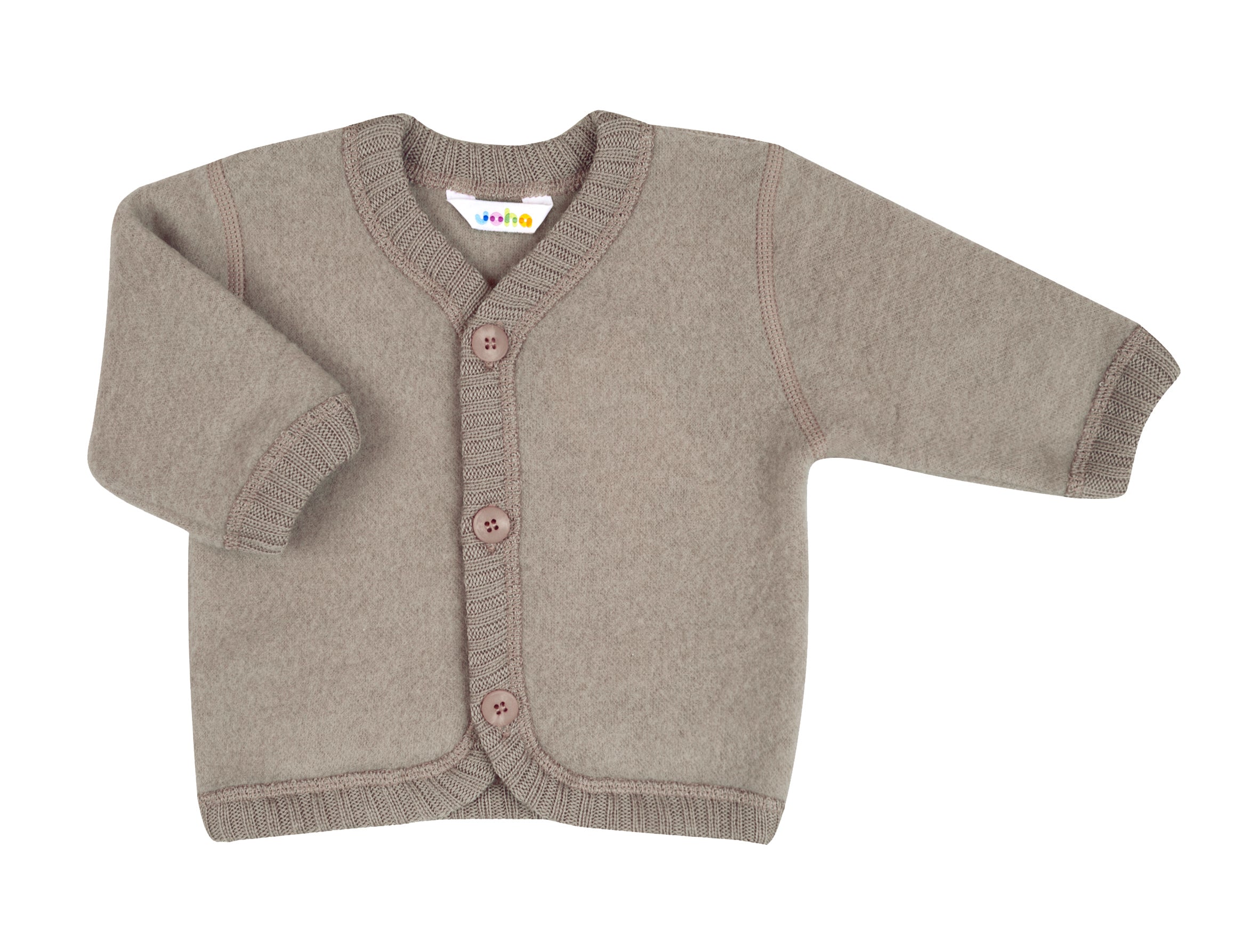 Wolfleece jasje van wol voor baby's in de kleur sesam van het merk Joha.
