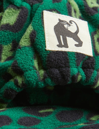 Leopard fleece mittens | Green