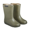 De thermoboots zijn gevoerd met wol aan de binnenzijde. De regenlaarzen zijn van ENFANT en groen glitter van kleur.