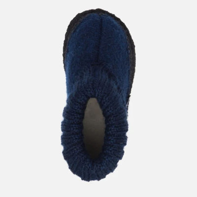 Warme sloffen gemaakt van schapenwol in het blauw van het merk Bergstein / bergstijn